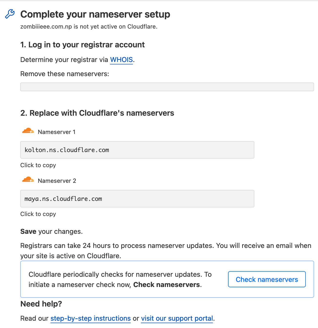 Cloudflare name server